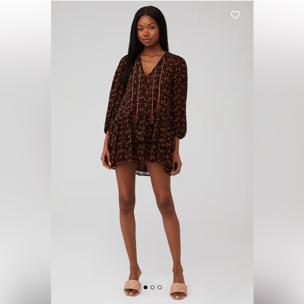 Cleobella Jaslynn Zadia Block Brown Short Mini Dress Tunic Size S Small